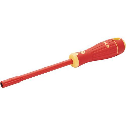 Bahco - Tournevis à douille isolé VDE 5,5x125mm - Manche multi-composants - Isolation 1000V - Rouge/jaune