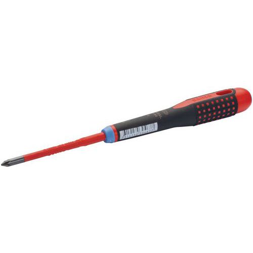 Bahco - Tournevis ERGO Slim isolé VDE PZ1x80mm - Isolation 1000V - Acier - Rouge/Noir