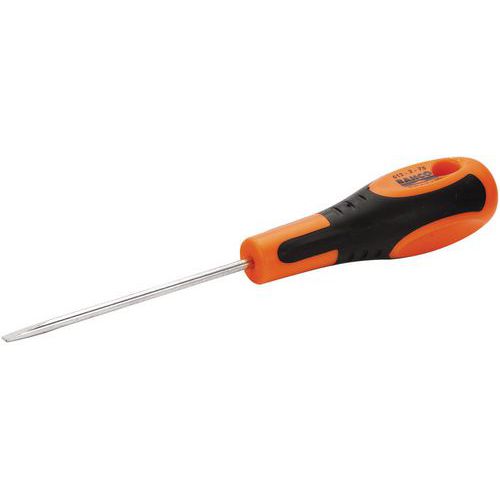 Bahco - Tournevis Lame Fraisée Fente 0,5x3x75mm - Poignée Bimatière Caoutchouc - Outillage à Main Précis