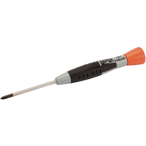 Bahco - Tournevis Phillips Précision PH1x75mm - Acier - Poignée Bimatière - Outillage à Main