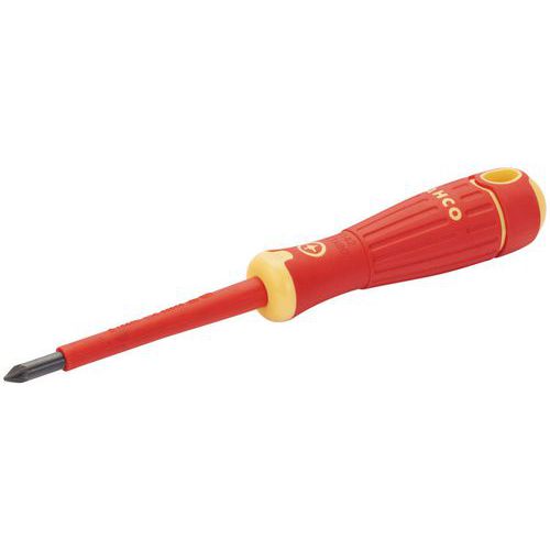 Bahco - Tournevis Pozidriv isolé VDE PZ0 - Lame 75mm - 1000V - Rouge/Jaune
