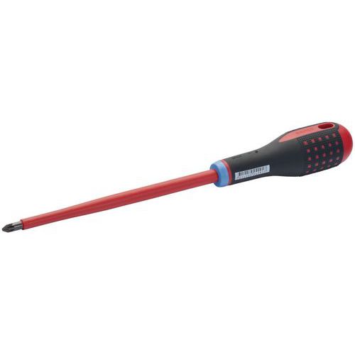 Bahco - Tournevis Pozidriv isolé VDE ERGO PZ0x75mm - Isolation 1000V - Rouge/Noir - Vissage Précis