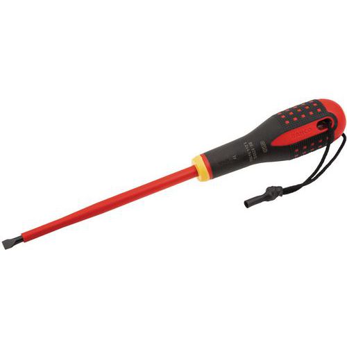 Bahco - Tournevis Fente Isolé ERGO 1x5,5x125mm - Lame Acier 1000V - Cordon Kevlar