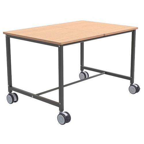 Pupitre D'atelier Mobile Ht Régl. 80x114x72 Hêtre/gris Foncé