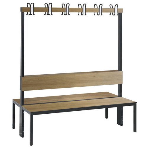 Banc Basic Plus à Patères 2 Faces Et Dossier Chêne L 1500