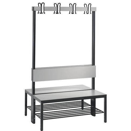 Banc Basic Plus 2 Faces à Patère+dossier+grille Argent L1000