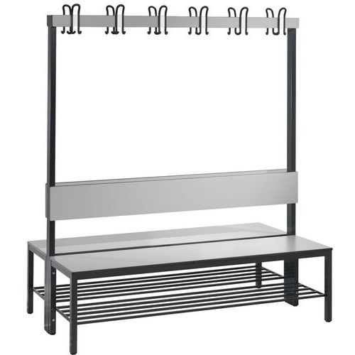 Banc Basic Plus 2 Faces à Patère+dossier+grille Argent L1500