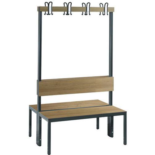 Banc Basic Plus à Patères 2 Faces Et Dossier Chêne L 1000