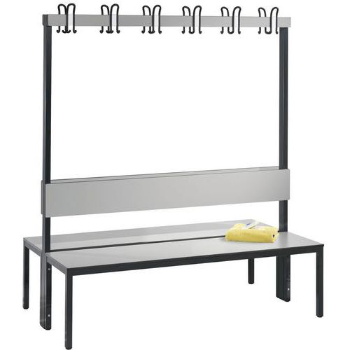 Banc Basic Plus à Patères 2 Faces Et Dossier Argent L 1500