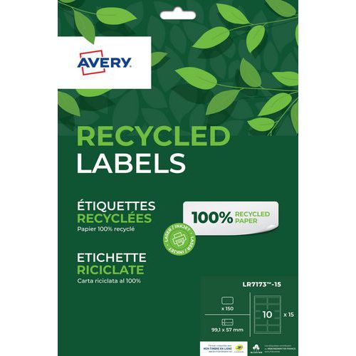 Avery - Étiquettes recyclées blanches - 99,1 x 57mm - 150 étiquettes - Idéal pour le bureau