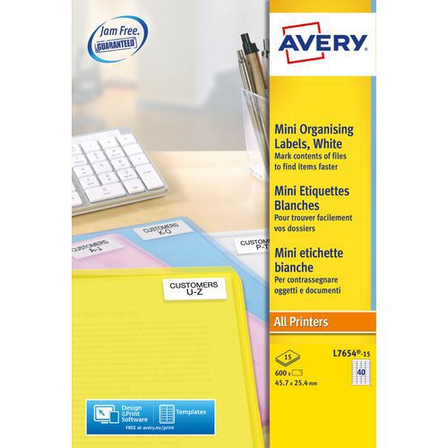 Lot de 600 - Mini Étiquette Multi Usage - 457x254 Mm - Laser