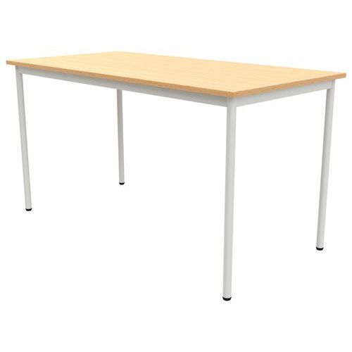 Table 4 Pieds Droits 180 X 80 Cm T6 Stratifié Hêtre 350/alu 9006