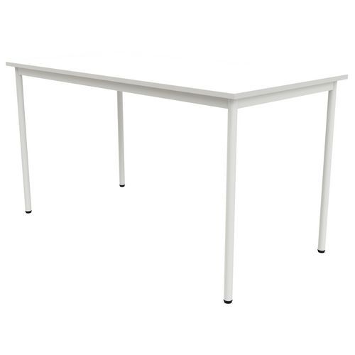 Table de restaurant rectangulaire 200x80 cm stratifié blanc/gris - Usage collectivité - Garantie 10 ans