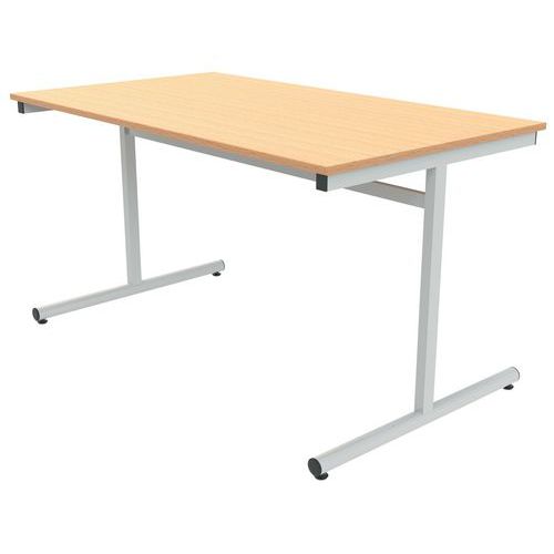 Table Dégagement Latéral 160 X 80 Cm T6 Stratifié Hêtre 350/alu 9006