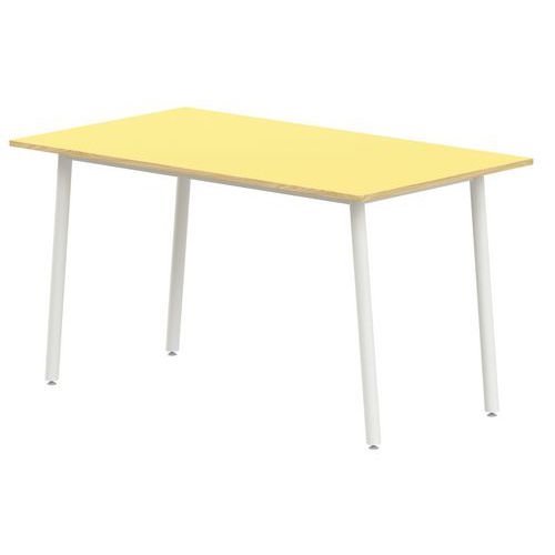 Table 4 Pieds Inclinés 140 X 80 Cm T6 Stratifié Jaune/alu 9006