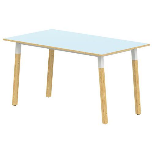Table 4 Pieds Incl. Métal/bois 140x80 T6 Strat Abs Bleu/alu