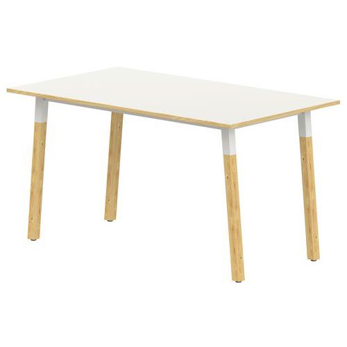 Table 4 Pieds Incl. Métal/bois 140x80 T6 Strat Abs Blanc/alu
