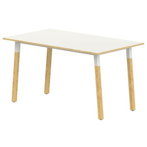Table 4 Pieds Incl. Métal/bois 200x80 T6 Strat Abs Blanc/alu