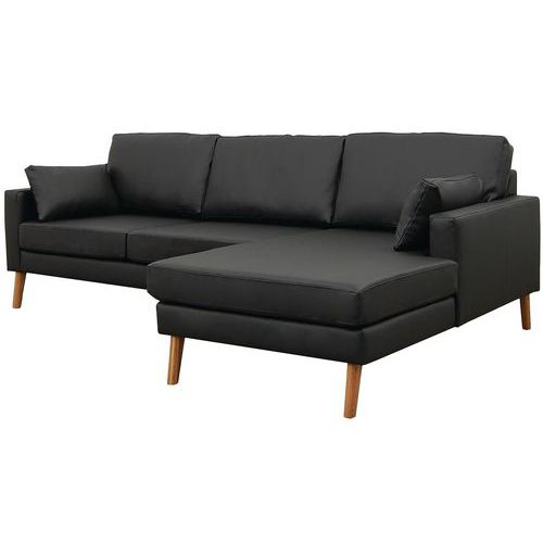 Canapé 2 Pl+méridienne Droite Stockolm Enduit Pvc Noir