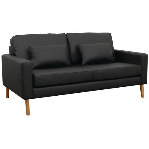 MMP - Canapé 3 places Stockolm PVC Noir - Non feu - Confort & Design - Idéal Salon