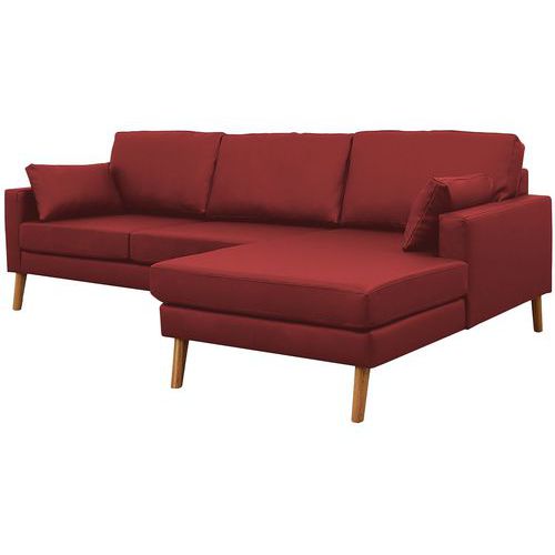MMP - Canapé 3 places Méridienne droite Stockolm PVC Lie-de-vin - Non feu - Confortable et Durable