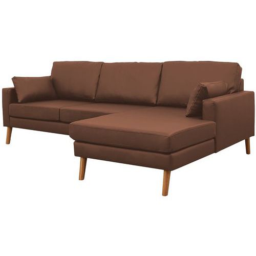 MMP - Canapé 3 places Méridienne droite Stockolm PVC Brun - Non feu - Confort & Design