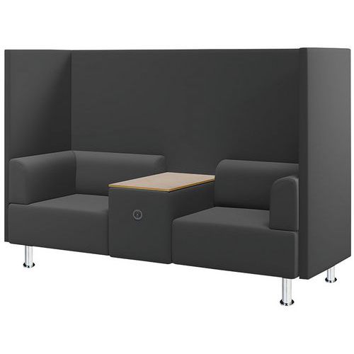 Fauteuil Acoustique 2 Places Avec Tablette/prise Euro Noir