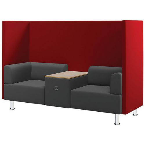 Fauteuil Acoustique 2 Places Avec Tablette/prise Euro Rouge