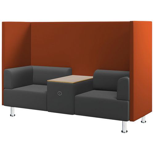 Fauteuil Acoustique 2 Places Avec Tablette/prise Euro Orange