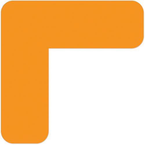 Ergomat - Adhésif angle arrondi LeanStripe Orange 15x15x5cm - Lot de 50 pièces - Vinyle résistant pour Lean Management