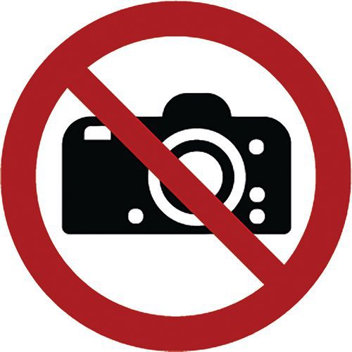 Ergomat - Adhésif Interdiction de photographier P029 - Rond ø20cm - PVC - 2 pièces - Signalétique Sécurité ISO 7010