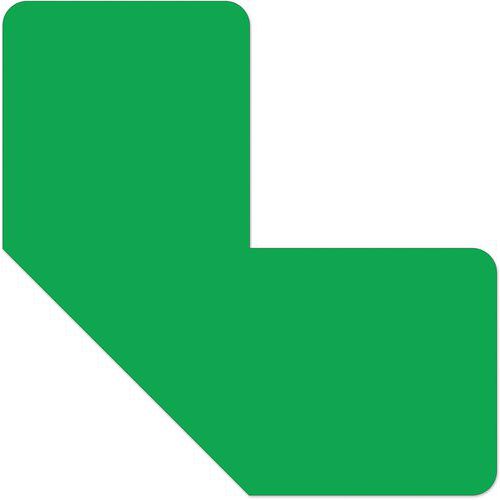 Ergomat - Adhésif demi-angle LeanStripe Vert - 100 pièces - Marquage au sol PVC 15x15x5cm