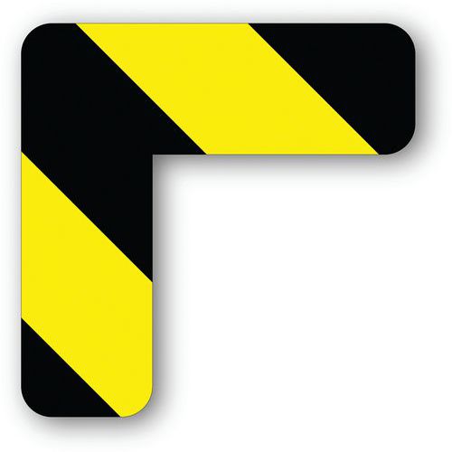 Ergomat - Adhésif angle 90° arrondi Noir/Jaune - 15x15x5cm - Lot de 200 pièces - Lean Management