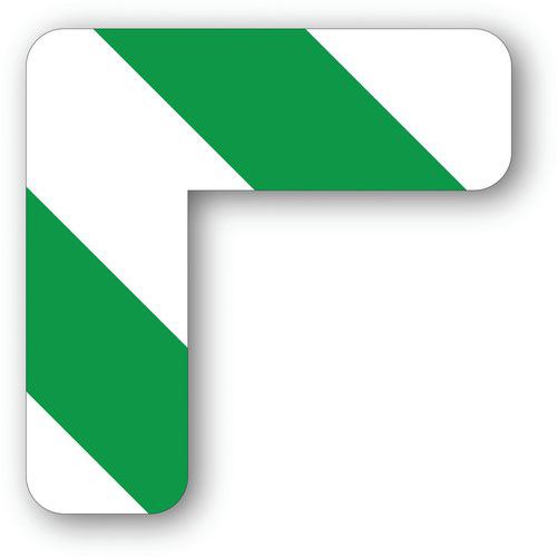 Ergomat - Adhésif d'angle 90° arrondi Vert/Blanc - 15x15x7,5cm - Lot de 10 pièces - Lean Management
