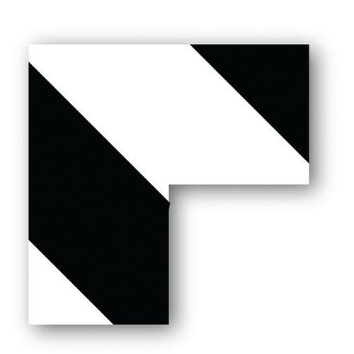 Ergomat - Adhésif angle 90° carré Noir/Blanc - 10x10x5cm - 40 pièces - Lean Management