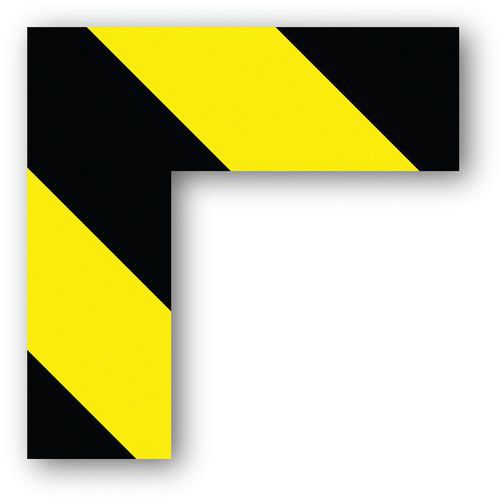 Ergomat - Adhésif angle 90° carré Noir/Jaune 15x15x5cm - Lot de 10 pièces - PVC, Lean Management
