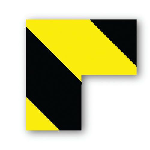 Ergomat - Adhésif d'angle 90° carré Noir/Jaune - 10x10x5cm - 40 pièces - PVC, Lean Management, Emballage recyclable