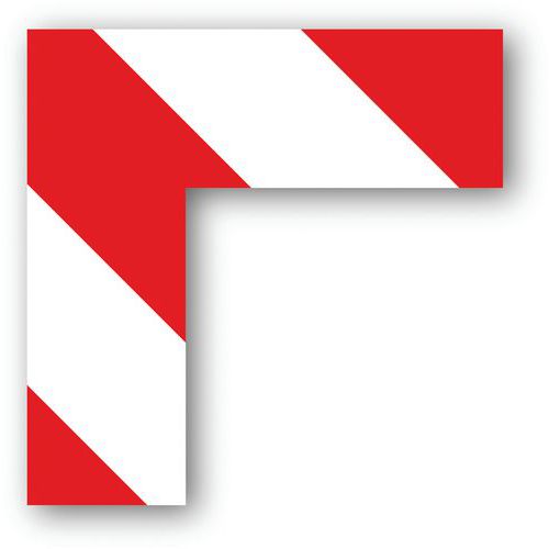 Ergomat - Adhésif angle 90° carré Rouge/Blanc 15x15x5cm - Lot de 10 pièces - Marquage Lean Management