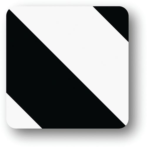 Ergomat - Adhésif LeanStripe Arrondi Noir/Blanc 10x10cm - Lot de 150 pièces - Vinyle Durable