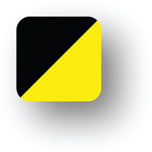 Ergomat - Adhésif Tiret Arrondi Noir/Jaune 5x5cm - Lot de 50 pièces - Vinyle Durable - Lean Management