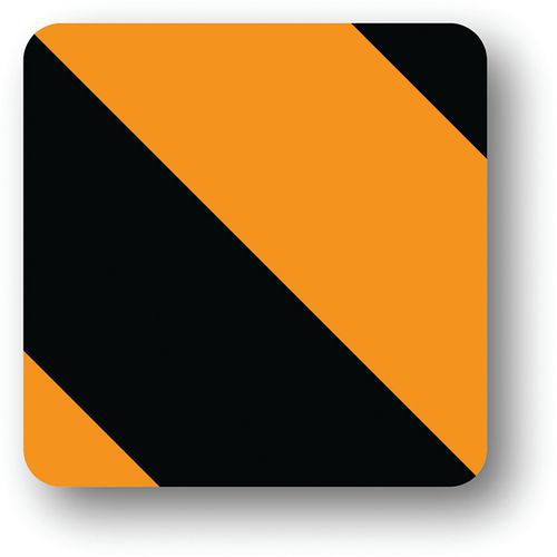 Ergomat - Adhésif LeanStripe Arrondi Noir/Orange 10x10cm - 75 Pièces - Vinyle Durable