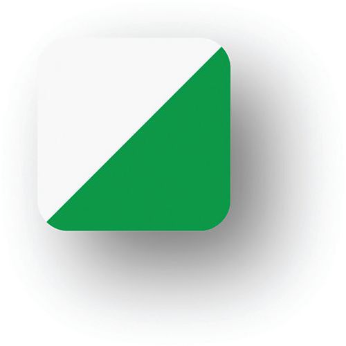 Ergomat - Adhésif LeanStripe Arrondi Vert/Blanc 5x5cm - Lot de 50 Pièces - Vinyle Durable pour Lean Management