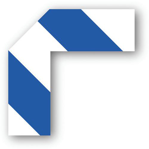 Ergomat - Adhésif demi-angle LeanStripe Bleu/Blanc 15x15x5cm - Lot de 100 pièces - PVC, Lean Management