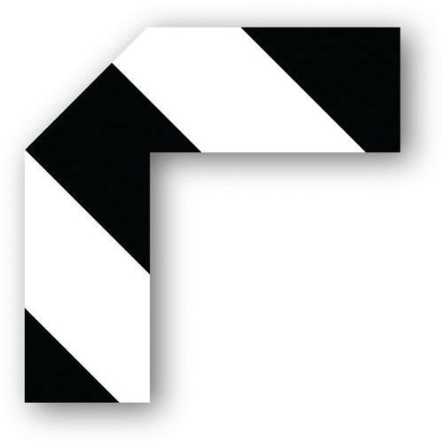 Ergomat - Adhésif demi-angle LeanStripe Noir/Blanc 15x15x5cm - Lot de 100 pièces - PVC - Lean Management
