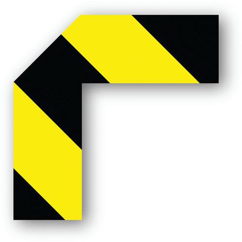 Ergomat - Adhésif demi-angle LeanStripe - Noir/Jaune 15x15x5cm - Lot de 10 pièces - Marquage au sol PVC