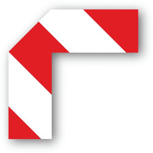Ergomat - Adhésif demi-angle Rouge/Blanc - 15x15x5cm - Lot de 25 pièces - Marquage au sol LeanStripe