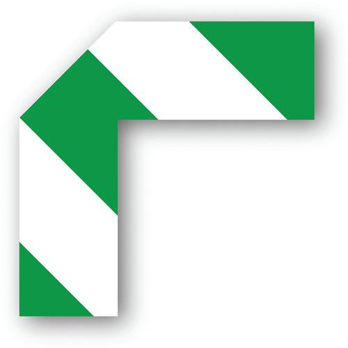 Ergomat - Adhésif demi-angle Marquage au sol - Vert/Blanc 15x15x5cm - Lot de 200 pièces - PVC, Lean Management