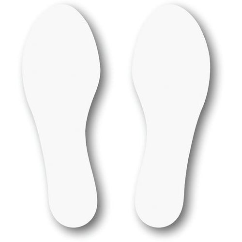 Ergomat - Empreinte de pas adhésive LeanStripe - Blanc 24x9cm - Lot de 10 pièces - PVC - Lean Management
