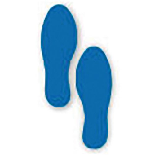 Ergomat - Empreinte de pas adhésive LeanStripe Bleu Clair - 24x9cm - Lot de 10 pièces - PVC résistant