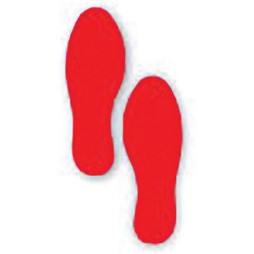 Ergomat - Empreinte de pas adhésive LeanStripe Rouge 24x9cm - Lot de 10 - PVC, Lean Management